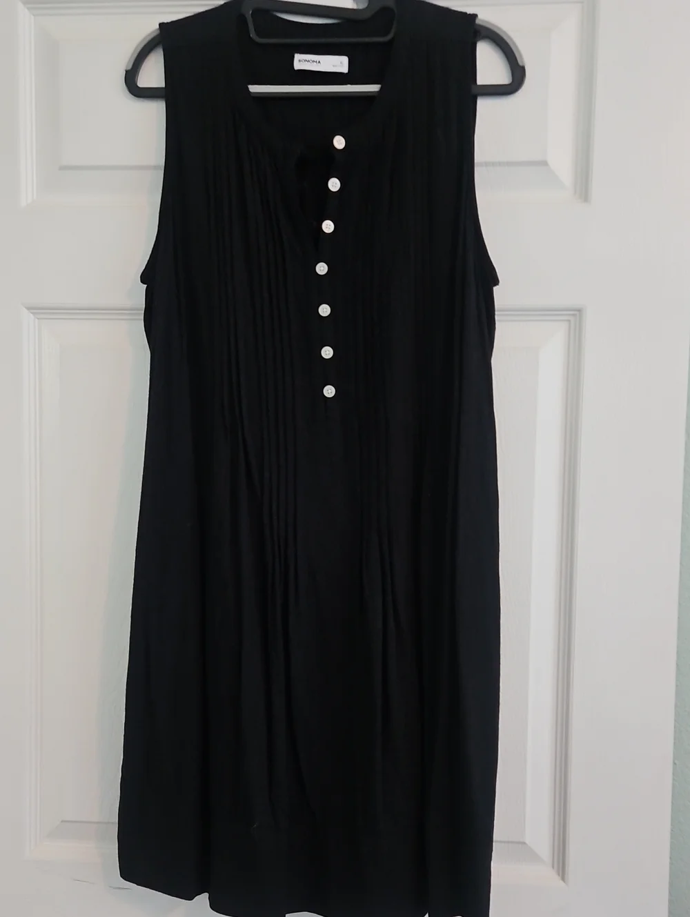 Sonoma Black Sleeveless Button-Front Dress